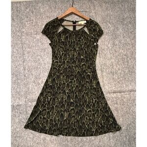 Michael Kors Woman's Small Green and Black Animal Print Casual Dress